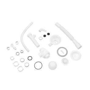 Сифон для кухонної мийки Kroner KRP KS02R-1WHI 3 1/2"х40/50 мм з відводом для пральної машини, з круглим переливом №2