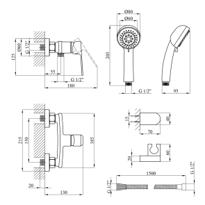 Смеситель для душа Kroner KRP Dorn - C050 №2