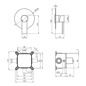Смеситель скрытого монтажа Kroner KRP Basis - C080 №2