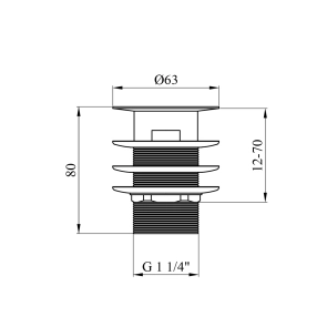 Донний клапан для раковин Kroner KRM - C962-1 1 1/4" з переливом №2
