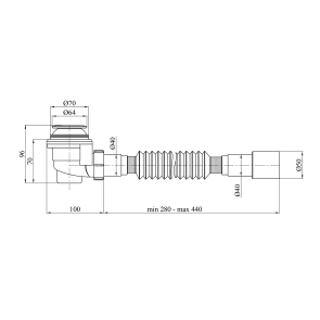 Сифон для душового піддона Kroner KRP - ST08 1 1/2"x60, D-64 з системою Сlick-Сlac, з гнучкою трубкою 40/50 мм №2