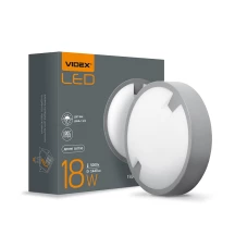 LED світильник IP65 круглий VIDEX 18 W 5000K з сенсором освітленості