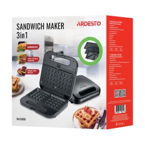 Мультимейкер Ardesto 700Вт, алюминий, 3 пластины, корпус-пластик, черный №9
