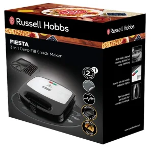 Мультимейкер Russell Hobbs Fiesta 750Вт, алюміній, 3 пластини, корпус-нержав.сталь/пластик, чорний №7