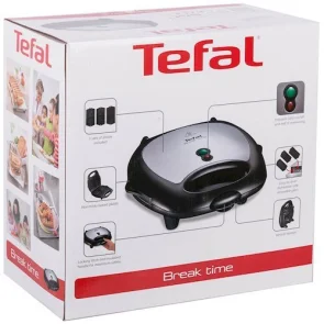 Мультимейкер Tefal Break time 700Вт, тефлон, 3 пластини, корпус-пластик, чорно-сріблястий №9