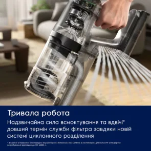 Пилосос Electrolux безпровідний, конт пил -0.5л, Втон. робота до 50хв, вага-2.49кг, НЕРА12, 2 насадки, зелений №11