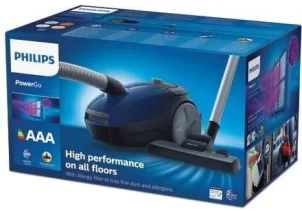 Пылесос Philips мешковый PowerGO, 750Вт, 3л, НЕРА, синий №8