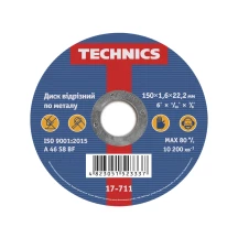 Диск відрізний по металу, 150х1,6х22 Technics | 17-711