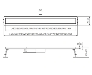 Душевой трап из нержавеющей стали SUS304 KOER FD35-70x800 (KR3280) №3