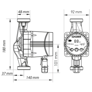 Насос циркуляционный энергосберег. KOER KP.N25/6-180 №6