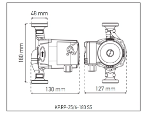 Рециркуляційний насос KOER KP.RP-25/6-180 SS (з гайками) №2