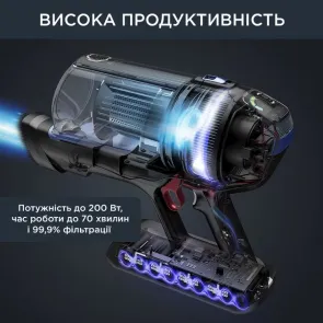 Пылесос Rowenta беспроводной Xforce Flex 14.60 Aqua, 200Вт, влажная уборка, конт пыль -0.9л, Втон. работа до 70мин, НЕРА, черно-синий №11