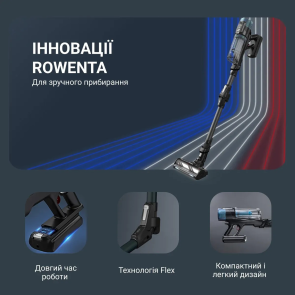 Пылесос Rowenta беспроводной X-Force Flex 14.80 Animal Aqua, 240Вт, влажная уборка, контр пыль -0.65л, Втон. работа до 90мин, HEF system 99,9%, черно-синий №7