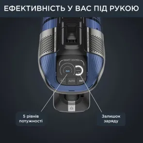 Пилосос Rowenta безпровідний X-Force Flex 12.60 Auto Aqua, 320Вт, конт пил -0.1л, Втон. робота до 45хв, вага-3кг, НЕРА, чорно-синій №8