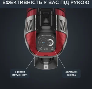 Пилосос Rowenta безпровідний X-Force Flex 12.60 Auto Animal, 320Вт, конт пил -0.9л, Втон. робота до 45хв, вага-3кг, НЕРА, чорно-червоний №5