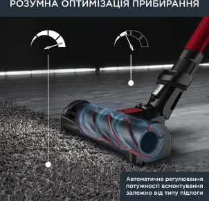 Пилосос Rowenta безпровідний X-Force Flex 12.60 Auto Animal, 320Вт, конт пил -0.9л, Втон. робота до 45хв, вага-3кг, НЕРА, чорно-червоний №9