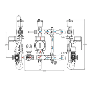 Смесительный узел KOER KR.S1021 (с байпасом) 1" НР SUS304 (KR2955) №4