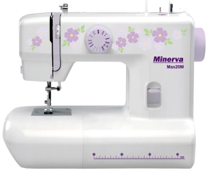 Швейная машина МINERVA Max20M, электромех., 70 Вт, 15 швейных операций, полуавтомат петля, белый с рисунком №1