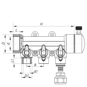 Коллектор распределительный 3-way с фитингом (40x20) PPR KOER K0191.PRO (KP2556) №2