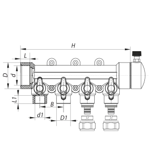 Колектор Распределительный 4-way з фітингом (40x20) PPR KOER K0192.PRO (KP2557) №2