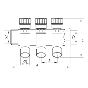 Коллектор вентильный с фитингом KOER KR.1123-3 3/4"x3 WAYS (KR2830) №2