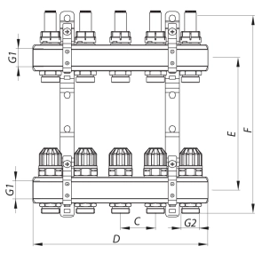 Коллекторный блок с расходомерами KOER KR.1110-08 1"x8 WAYS (KR2645) №5
