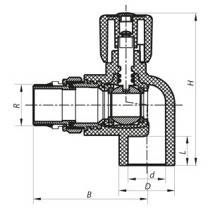 Кран радиаторный 20x1/2 угловой с прокладкой "антипротечка" PPR KOER K0161.PRO (KP0207) №2