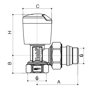 Кран радіаторний Roho R5551-050 - 1/2" кутовий (антипротечка) (RO0129) №2
