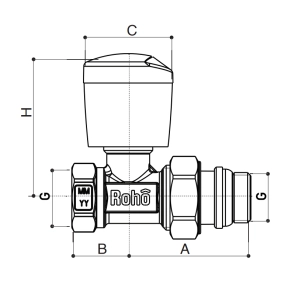 Кран радиаторный Roho R5560-050 - 1/2" Прямой (RO0130) №2