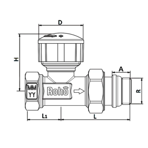 Кран радиаторный термостатический Roho R5161-050 - 1/2" (М30х1,5) Прямой (антипротечка) (RO0125) №2