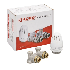 Комплект для нижней подкл. радиатора KOER SET-21 - 1/2"x3/4" (угловой) с термоголовкой ЗЗ (KR3173) №2