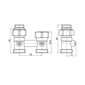 Узел нижнего подключения радиатора Прямой 3/4"x1/2" KOER KR.1133 (комплект) (KR3114) №2