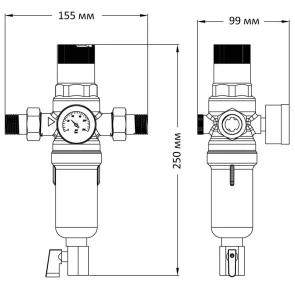 Фільтр самоочистний з редуктором і манометром KOER KR.1249 1" НР №2