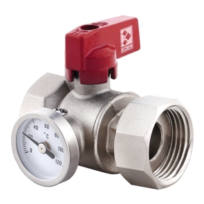 Кран ГГБ с накидной гайкой с термометром Koer KR.1034 - 1" прямой (KR2892) №1