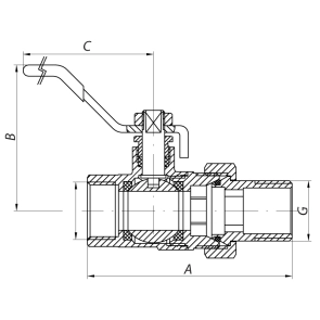 Кран с американкой 1-1/4" ручка РЫЧАГ (Koer KR.229) (KR0150) №2