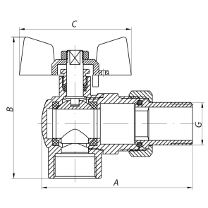 Кран с американкой 3/4" (Koer KR.228) Угловая (KR0018) №3