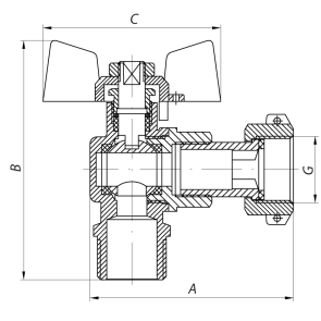 Кран з накидною гайкою 3/4" ГШМ кутовий Koer KR.221 (KR0171) №2