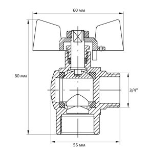 Кран кульовий Koer 3/4" ГШМ кутовий (KR.208) (KR2806) №1