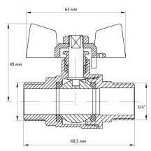 Кран шаровый Koer 3/4" ШШБ (KR.219) (KR0158)