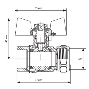 Кран кульовий Koer Wing 16x1/2F (KR.352) (LL1655) №2