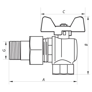 Кран кульовий з американкою кутовий 1/2" ГШМ (NF.941) Nolf (NF2964) №2