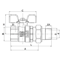 Кран с американкой Roho R105-050B - 1/2" Прямая (RO0110)