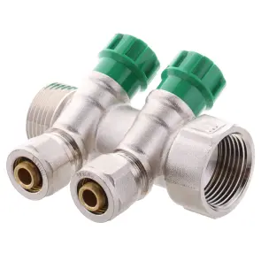 Коллектор вентильный с фитингом KOER KR.1124-2 1"x2 WAYS (KR2832) №1