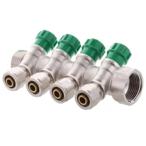 Коллектор вентильный с фитингом KOER KR.1124-4 1"x4 WAYS (KR2834) №1