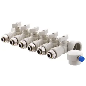 Колектор Распределительный 6-way з фітингом (40x20) PPR KOER K0194.PRO (KP2559) №1