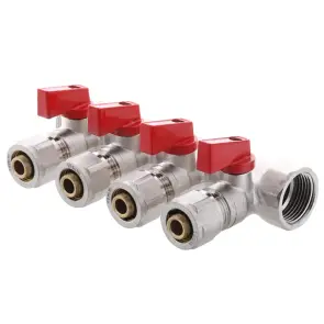 Коллектор с отсекающими кранами с фитингом KOER KR.1125-4 3/4"x4 WAYS (KR2837) №1