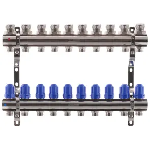 Коллекторный блок с термостатическими клапанами KOER KR.1100-10 1"x10 WAYS (KR2636) №5