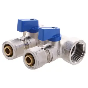 Коллектор с шаровыми кранами и фитингом KOER KR.1125-2 3/4"x2 WAYS (KR2835) №1
