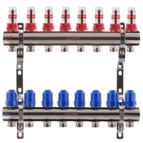 Коллекторный блок с расходомерами KOER KR.1110-08 1"x8 WAYS (KR2645) №1