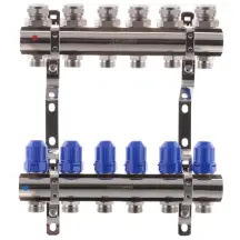 Коллекторный блок с термостатическими клапанами KOER KR.1100-06 1"x6 WAYS (KR2632)